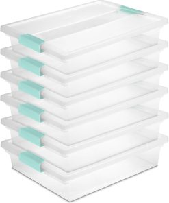 Sterilite Clip Box. Stackable Clear Plastic Bins- Large. 6-Pack | Storage Containers with Latching Lids for Writing. Arts or Crafts Supplies - Home. Office. Classroom & Workshop Organization