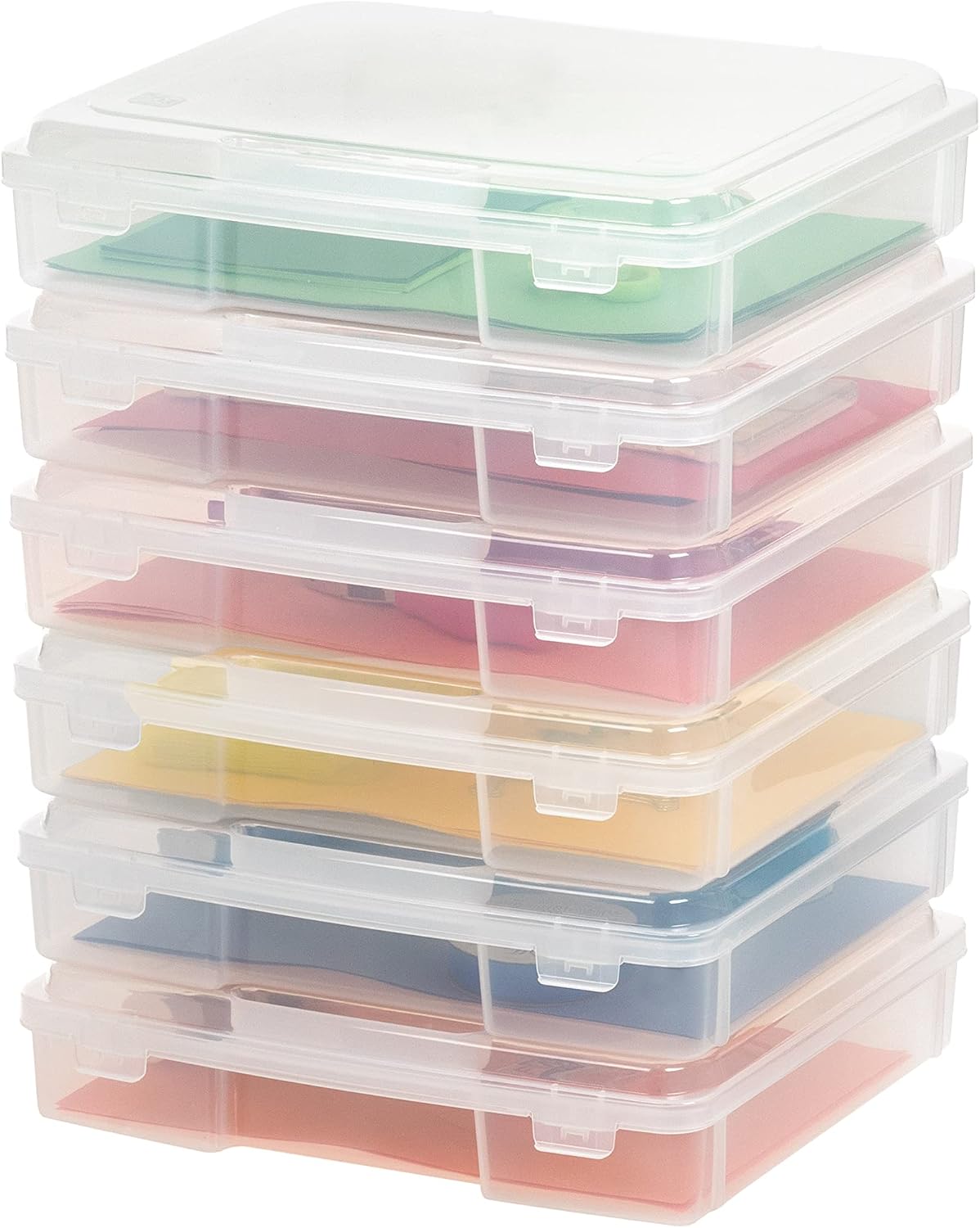 IRIS USA Board Game Storage |Made in USA| Thick Craft Case (6-Pack) - Clear | Fits 8.5 x 11 & A4 Paper. Organizers with Built-In Handle & Snap-Tight Lids. Containers for Puzzles. Art & Scrapbooking - Image 4