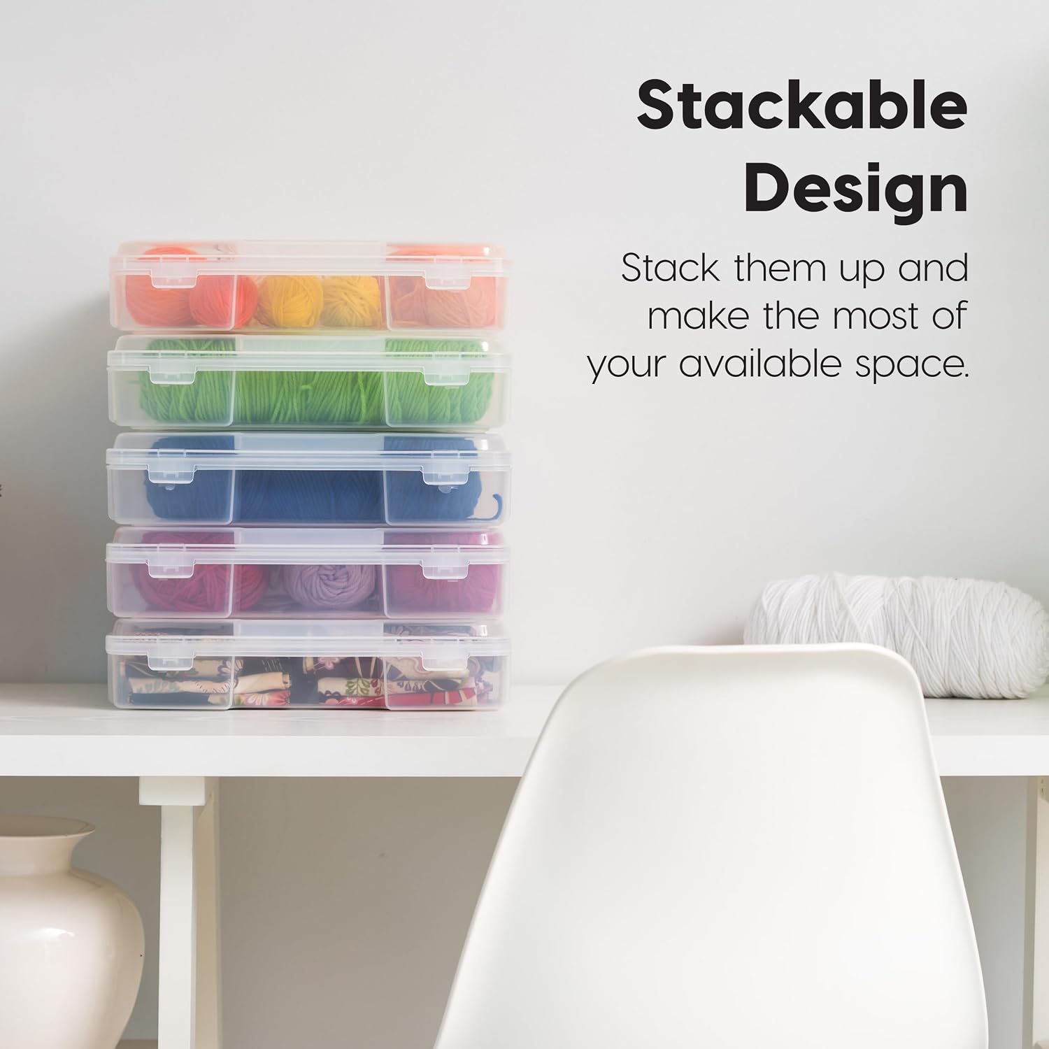 IRIS USA Board Game Storage |Made in USA| Thick Craft Case (6-Pack) - Clear | Fits 8.5 x 11 & A4 Paper. Organizers with Built-In Handle & Snap-Tight Lids. Containers for Puzzles. Art & Scrapbooking - Image 3